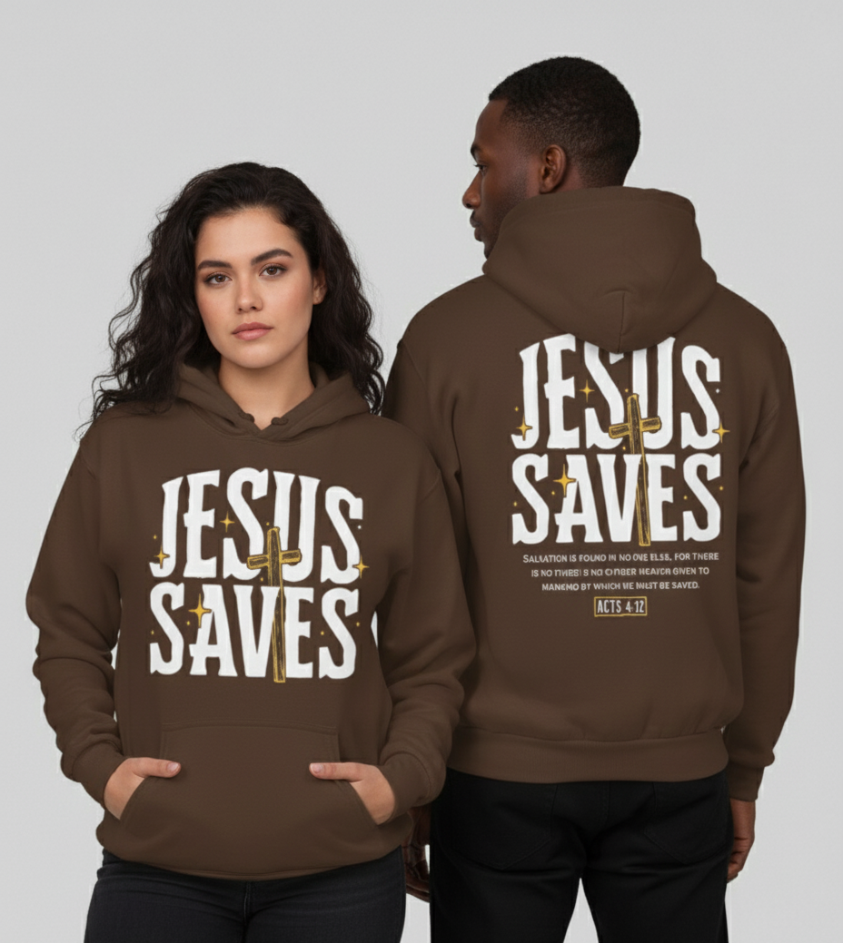 Jesus Saves Hoodie - Chocolate