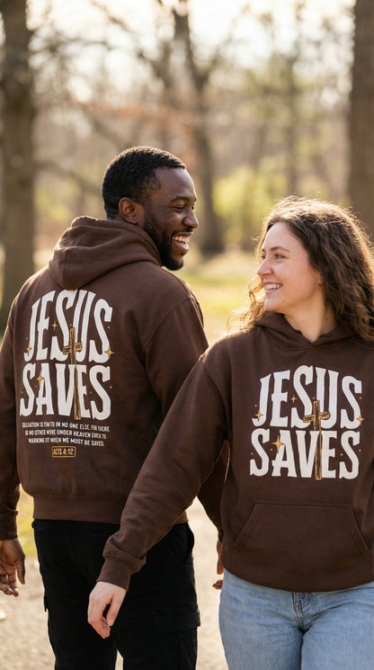 Jesus Saves Hoodie - Chocolate