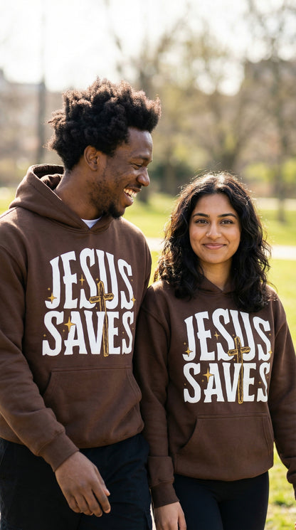 Jesus Saves Hoodie - Chocolate