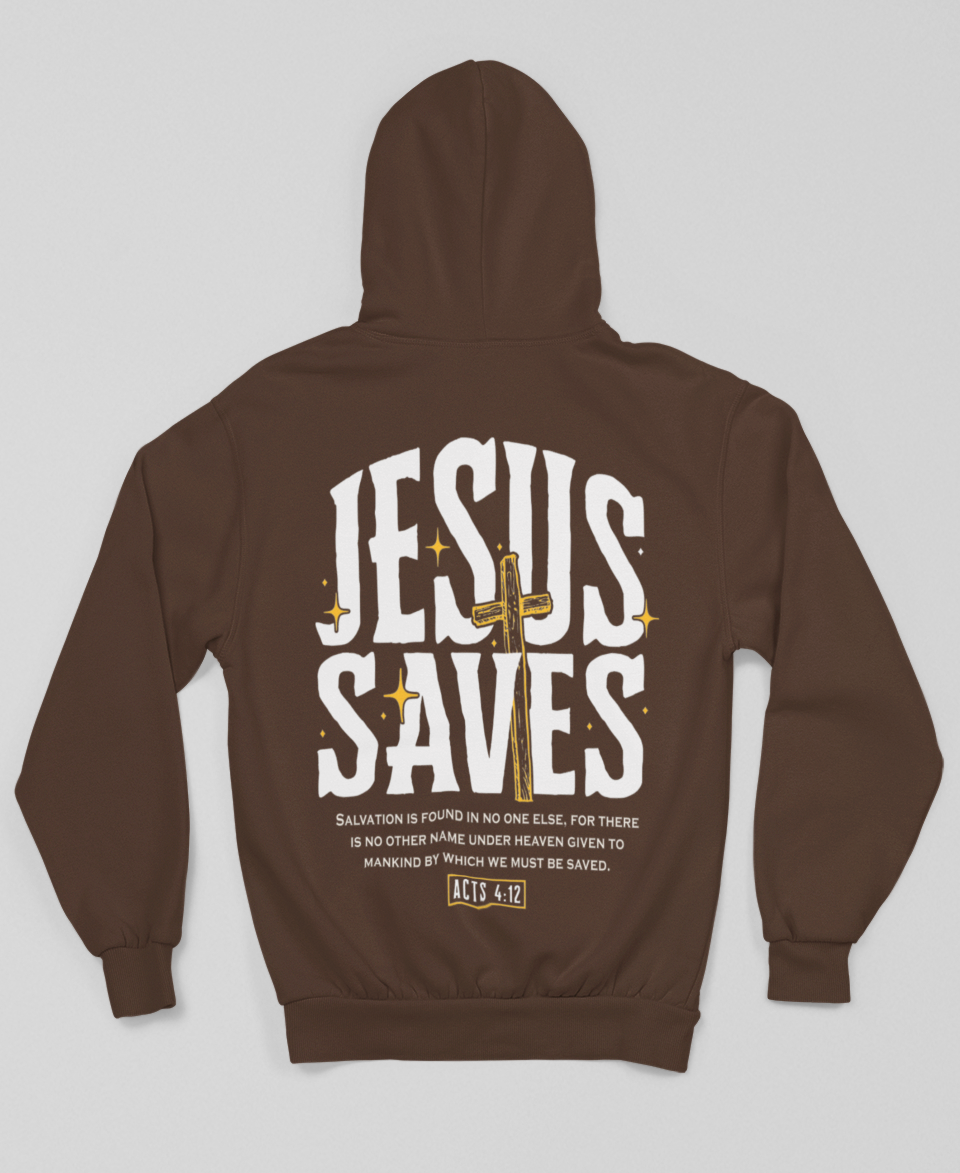 Jesus Saves Hoodie - Chocolate