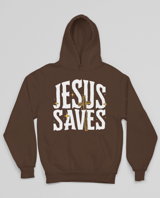 Jesus Saves Hoodie - Chocolate